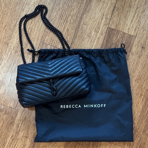 Rebecca Minkoff Handbags - Rebecca Minkoff Edie Flap Black Chevron Shoulder Bag